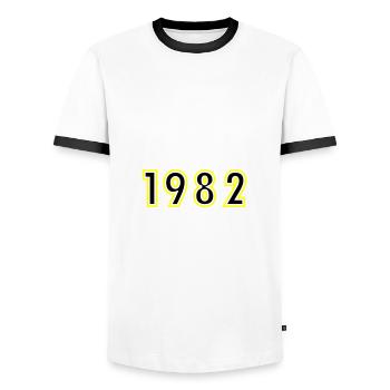 1982 Year Birthday - Men's Ringer Shirt - white/black - Front - AI Model Female 172 light (172cm) & AI Model Male 178 dark (178cm)