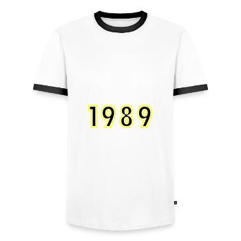 1989 Year Birthday - Men's Ringer Shirt - white/black - Front - AI Model Female 172 light (172cm) & AI Model Male 178 dark (178cm)