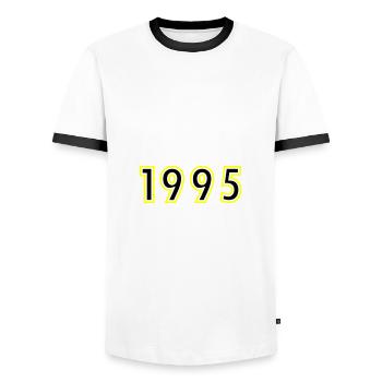1995 Year Birthday - Men's Ringer Shirt - white/black - Front - AI Model Female 172 light (172cm) & AI Model Male 178 dark (178cm)