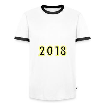 2018 Year Birthday - Men's Ringer Shirt - white/black - Front - AI Model Female 172 light (172cm) & AI Model Male 178 dark (178cm)
