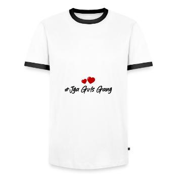 Enterrement de vie de jeune fille - T-shirt contrasté Homme - blanc/noir - Devant - AI Model Female 172 light (172cm) & AI Model Male 178 dark (178cm)