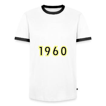 1960 Année Anniversaire - T-shirt contrasté Homme - blanc/noir - Devant - AI Model Female 172 light (172cm) & AI Model Male 178 dark (178cm)