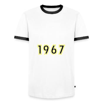 1967 Jahr Geburtstag - Männer Kontrast-T-Shirt - Weiß/Schwarz - Vorne - AI Model Female 172 light (172cm) & AI Model Male 178 dark (178cm)