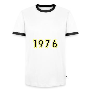 1976 Year Birthday - Men's Ringer Shirt - white/black - Front - AI Model Female 172 light (172cm) & AI Model Male 178 dark (178cm)