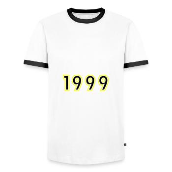 1999 Année Anniversaire - T-shirt contrasté Homme - blanc/noir - Devant - AI Model Female 172 light (172cm) & AI Model Male 178 dark (178cm)