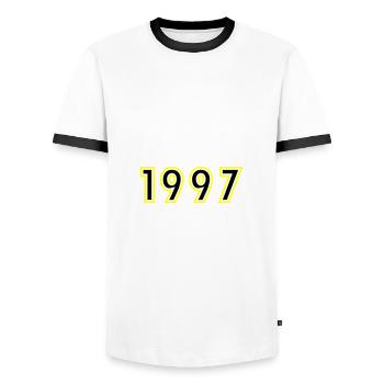 1997 Jahr Geburtstag - Männer Kontrast-T-Shirt - Weiß/Schwarz - Vorne - AI Model Female 172 light (172cm) & AI Model Male 178 dark (178cm)