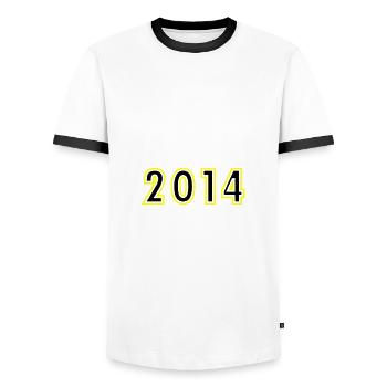 2014 Year Birthday - Men's Ringer Shirt - white/black - Front - AI Model Female 172 light (172cm) & AI Model Male 178 dark (178cm)