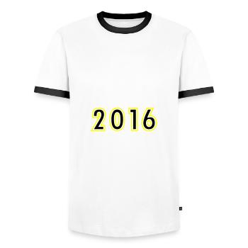 2016 Year Birthday - Men's Ringer Shirt - white/black - Front - AI Model Female 172 light (172cm) & AI Model Male 178 dark (178cm)