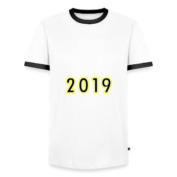 2019 Year Birthday - Men's Ringer Shirt - white/black - Front - AI Model Female 172 light (172cm) & AI Model Male 178 dark (178cm)