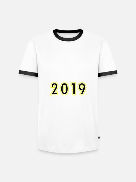 2019 Year Birthday - Men's Ringer Shirt - white/black