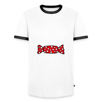 Candy Candy Snacking - Men's Ringer Shirt - white/black - Front - AI Model Female 172 light (172cm) & AI Model Male 178 dark (178cm)