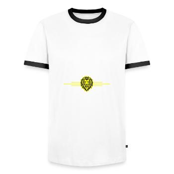 Lion Symbol King Crown - Men's Ringer Shirt - white/black - Front - AI Model Female 172 light (172cm) & AI Model Male 178 dark (178cm)