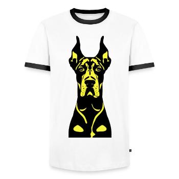 Dogue allemand Duo-ton : Pawsome Tee pochoir Style chien - T-shirt contrasté Homme - blanc/noir - Devant - AI Model Female 172 light (172cm) & AI Model Male 178 dark (178cm)