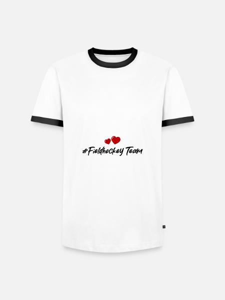 fieldhockey team herz - Männer Kontrast-T-Shirt - Weiß/Schwarz