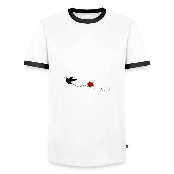 Hummingbird Bird Heart - Men's Ringer Shirt - white/black - Front - AI Model Female 172 light (172cm) & AI Model Male 178 dark (178cm)