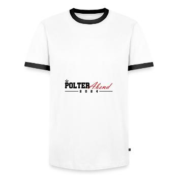Polterabend 2024 - Männer Kontrast-T-Shirt - Weiß/Schwarz - Vorne - AI Model Female 172 light (172cm) & AI Model Male 178 dark (178cm)
