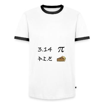 Pi - Pie - Männer Kontrast-T-Shirt - Weiß/Schwarz - Vorne - AI Model Female 172 light (172cm) & AI Model Male 178 dark (178cm)