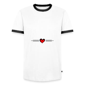 Icône de ligne de cœur - T-shirt contrasté Homme - blanc/noir - Devant - AI Model Female 172 light (172cm) & AI Model Male 178 dark (178cm)