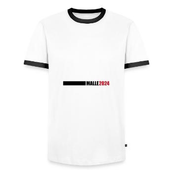 Malle 2024 Mallorca - Männer Kontrast-T-Shirt - Weiß/Schwarz - Vorne - AI Model Female 172 light (172cm) & AI Model Male 178 dark (178cm)