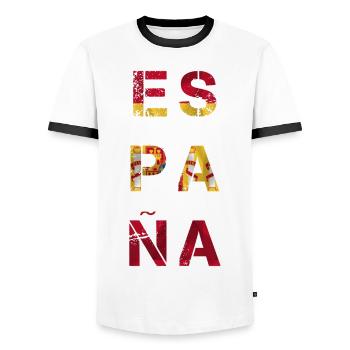 Spanien Design. - Männer Kontrast-T-Shirt - Weiß/Schwarz - Vorne - AI Model Female 172 light (172cm) & AI Model Male 178 dark (178cm)