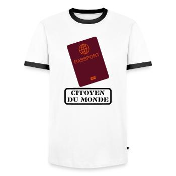 Citizen of the world - Men's Ringer Shirt - white/black - Front - AI Model Female 172 light (172cm) & AI Model Male 178 dark (178cm)