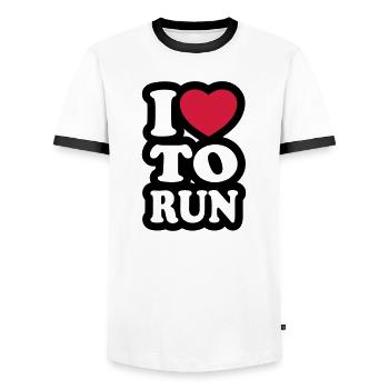 I love to run - Ich liebe es zu laufen - Männer Kontrast-T-Shirt - Weiß/Schwarz - Vorne - AI Model Female 172 light (172cm) & AI Model Male 178 dark (178cm)