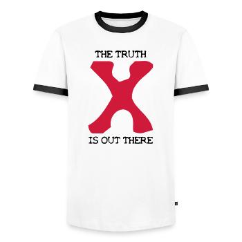 the Truth is out there - T-shirt contrasté Homme - blanc/noir - Devant - AI Model Female 172 light (172cm) & AI Model Male 178 dark (178cm)