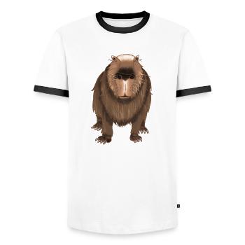 Funny capybara - Men's Ringer Shirt - white/black - Front - AI Model Female 172 light (172cm) & AI Model Male 178 dark (178cm)