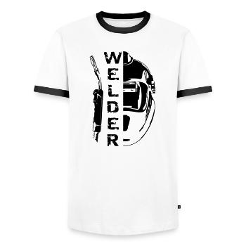 Soudeur Soudeur - T-shirt contrasté Homme - blanc/noir - Devant - AI Model Female 172 light (172cm) & AI Model Male 178 dark (178cm)