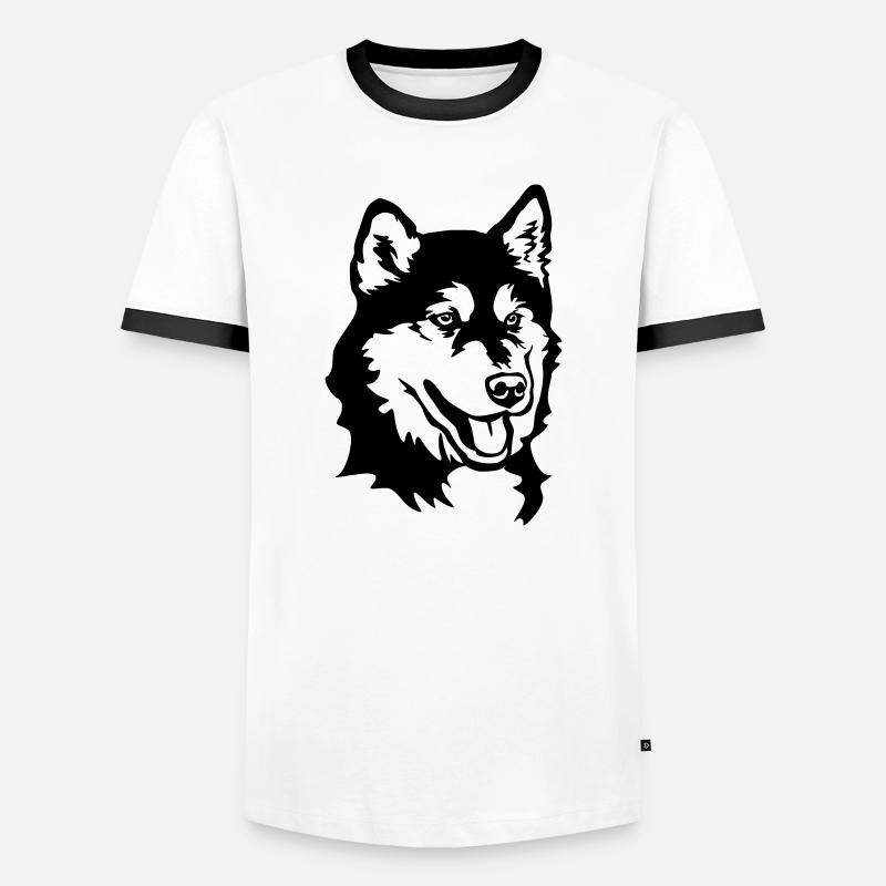 Alaskan Malamute Head - Men's Ringer Shirt - white/black
