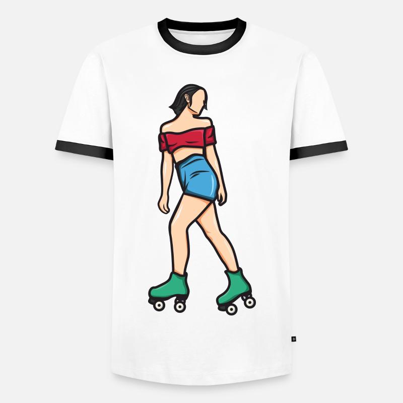 Rollschuh Mädchen - Männer Kontrast-T-Shirt - Weiß/Schwarz