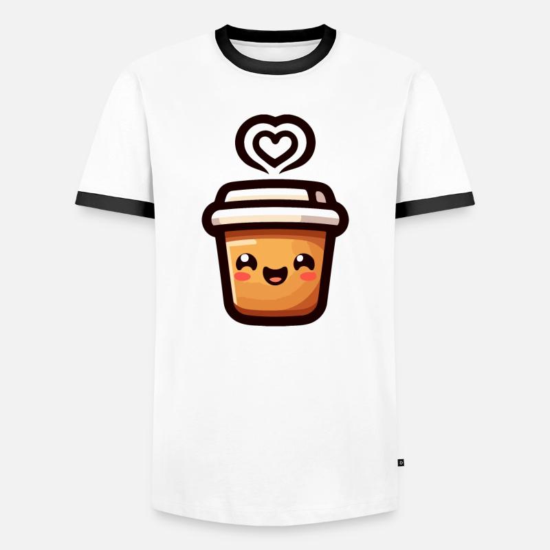 Caffeine Cutie: Der fröhliche Java - Männer Kontrast-T-Shirt - Weiß/Schwarz