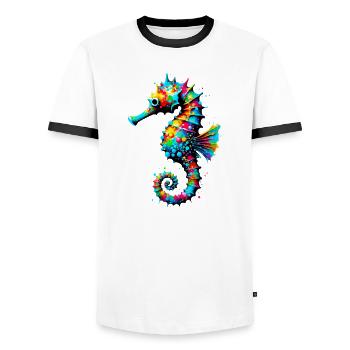Hippocampe - T-shirt contrasté Homme - blanc/noir - Devant - AI Model Female 172 light (172cm) & AI Model Male 178 dark (178cm)