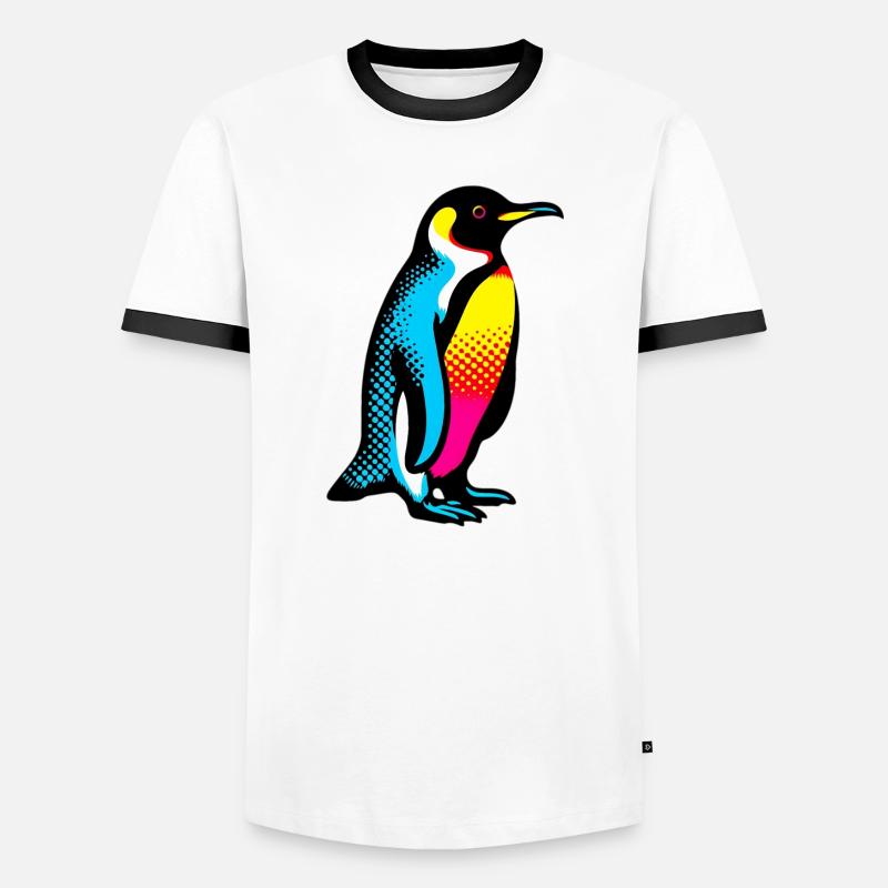 Pinguin - Männer Kontrast-T-Shirt - Weiß/Schwarz