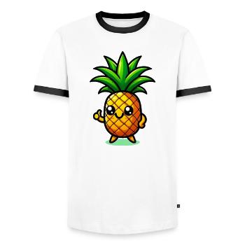 Pineapple - Men's Ringer Shirt - white/black - Front - AI Model Female 172 light (172cm) & AI Model Male 178 dark (178cm)