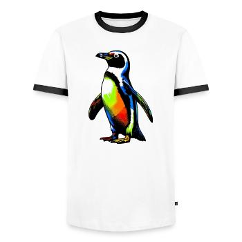 Pingouin - T-shirt contrasté Homme - blanc/noir - Devant - AI Model Female 172 light (172cm) & AI Model Male 178 dark (178cm)