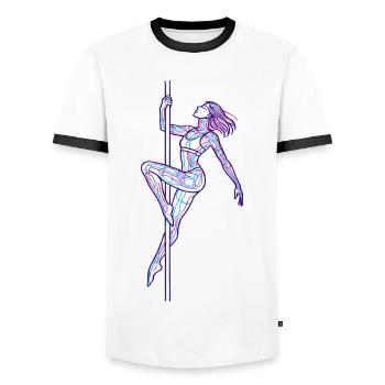 Line Art Woman Pole Dance Illustration Gift - Men's Ringer Shirt - white/black - Front - AI Model Female 172 light (172cm) & AI Model Male 178 dark (178cm)