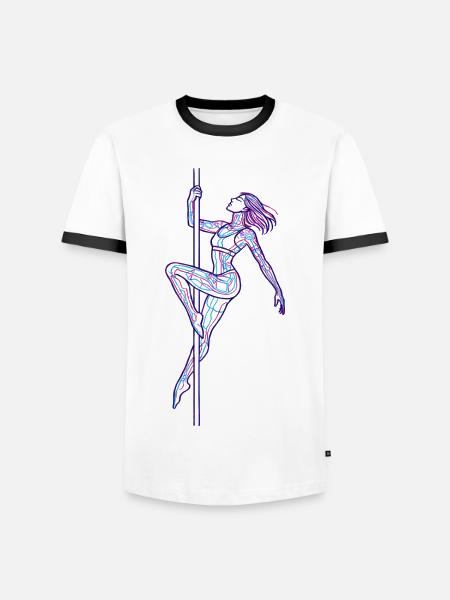 Line Art Woman Pole Dance Illustration Gift - Men's Ringer Shirt - white/black