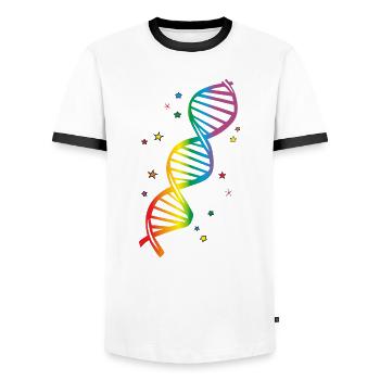 Fabulous lgbt dna, gay pride - T-shirt contrasté Homme - blanc/noir - Devant - AI Model Female 172 light (172cm) & AI Model Male 178 dark (178cm)