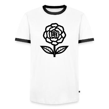 flower - Men's Ringer Shirt - white/black - Front - AI Model Female 172 light (172cm) & AI Model Male 178 dark (178cm)