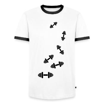Hantel gewichte icon - Männer Kontrast-T-Shirt - Weiß/Schwarz - Vorne - AI Model Female 172 light (172cm) & AI Model Male 178 dark (178cm)