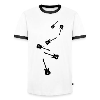 Instrument de guitare - T-shirt contrasté Homme - blanc/noir - Devant - AI Model Female 172 light (172cm) & AI Model Male 178 dark (178cm)