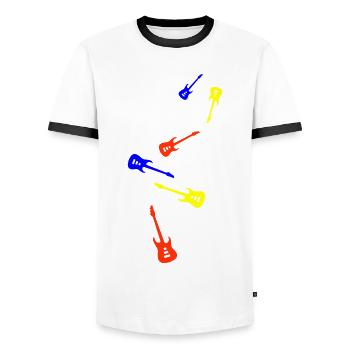 Symbole d’instrument de guitare - T-shirt contrasté Homme - blanc/noir - Devant - AI Model Female 172 light (172cm) & AI Model Male 178 dark (178cm)