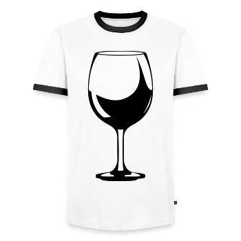 Wine glass symbol wine glass - Men's Ringer Shirt - white/black - Front - AI Model Female 172 light (172cm) & AI Model Male 178 dark (178cm)