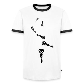 Mariage clé du cœur - T-shirt contrasté Homme - blanc/noir - Devant - AI Model Female 172 light (172cm) & AI Model Male 178 dark (178cm)