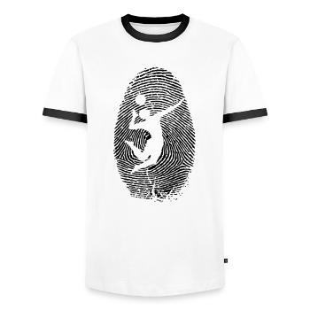 Beach ball fingerprint - identity - beach volley - Men's Ringer Shirt - white/black - Front - AI Model Female 172 light (172cm) & AI Model Male 178 dark (178cm)
