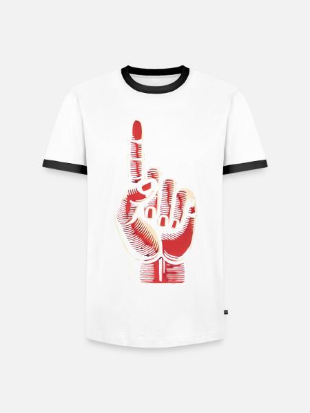 Bold Red Hand Gesture Design - Men's Ringer Shirt - white/black
