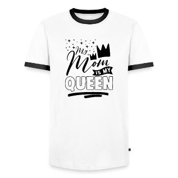 My Mom is My Queen - Männer Kontrast-T-Shirt - Weiß/Schwarz - Vorne - AI Model Female 172 light (172cm) & AI Model Male 178 dark (178cm)