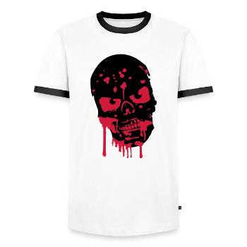 Skull Head skull blood zombie - Men's Ringer Shirt - white/black - Front - AI Model Female 172 light (172cm) & AI Model Male 178 dark (178cm)
