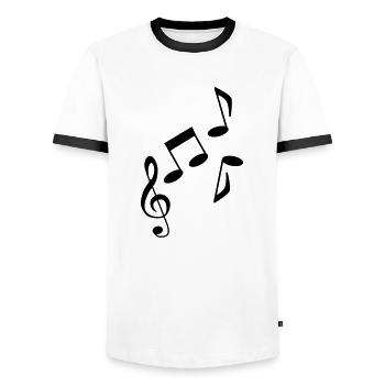 Musik - Noten - Music - Männer Kontrast-T-Shirt - Weiß/Schwarz - Vorne - AI Model Female 172 light (172cm) & AI Model Male 178 dark (178cm)
